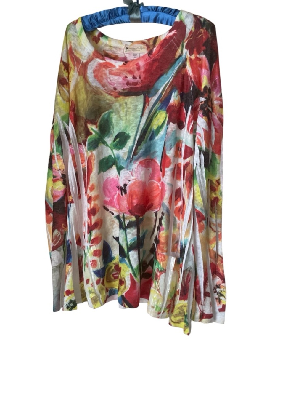 Impulse California Top XL Floral Watercolor Art to Wear long Sleeve 
 Women